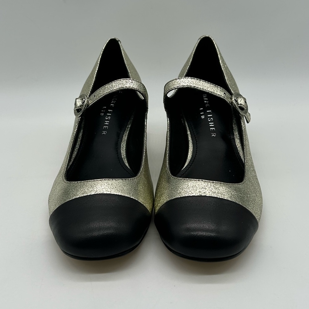 Marc Fisher LTD Marla Metallic Gold Mary Jane Block Heel Shoes Size 7.5M NWT - Picture 6 of 14